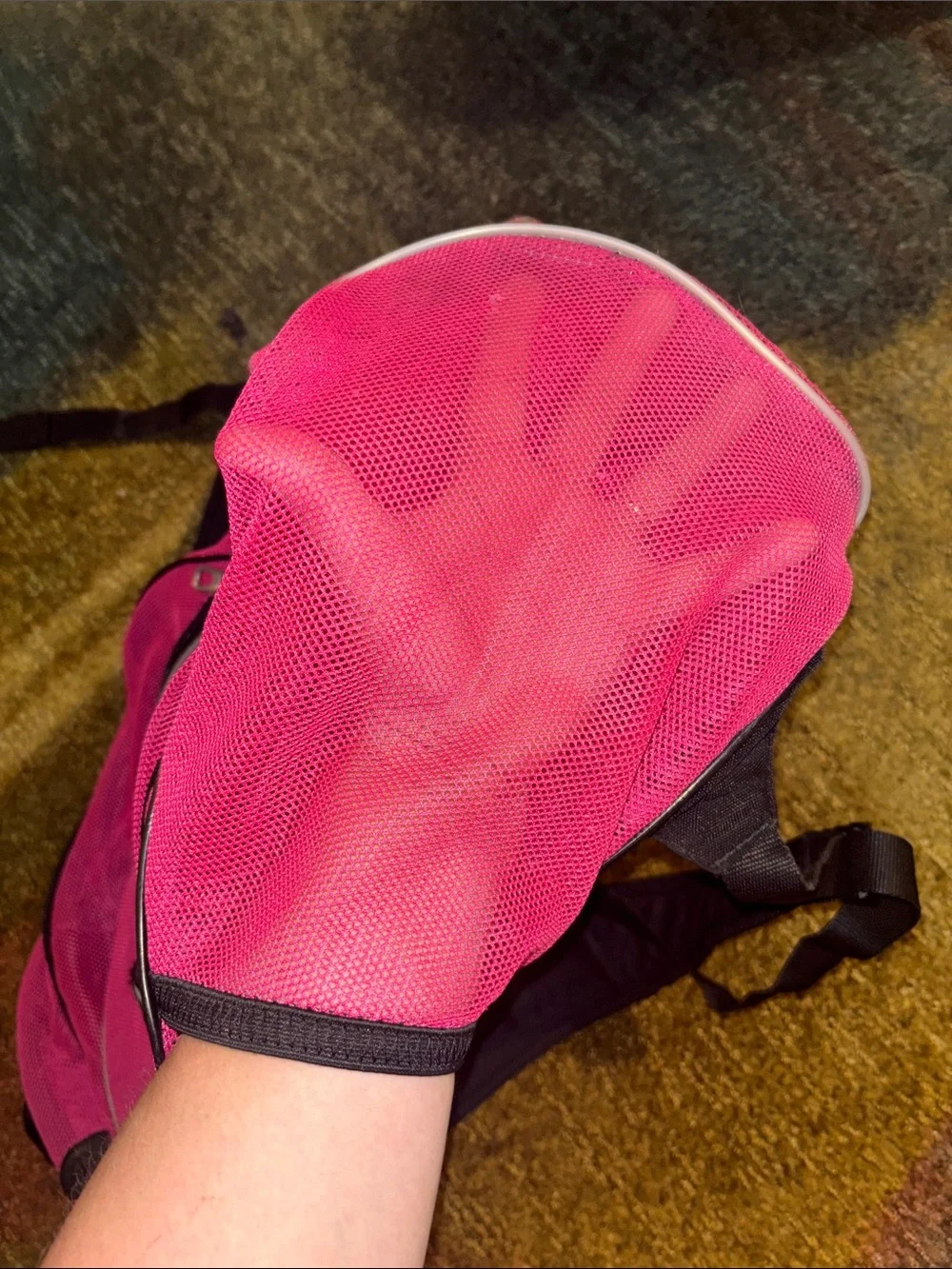 Nike Hot Pink Mesh Backpack with White Swoosh
